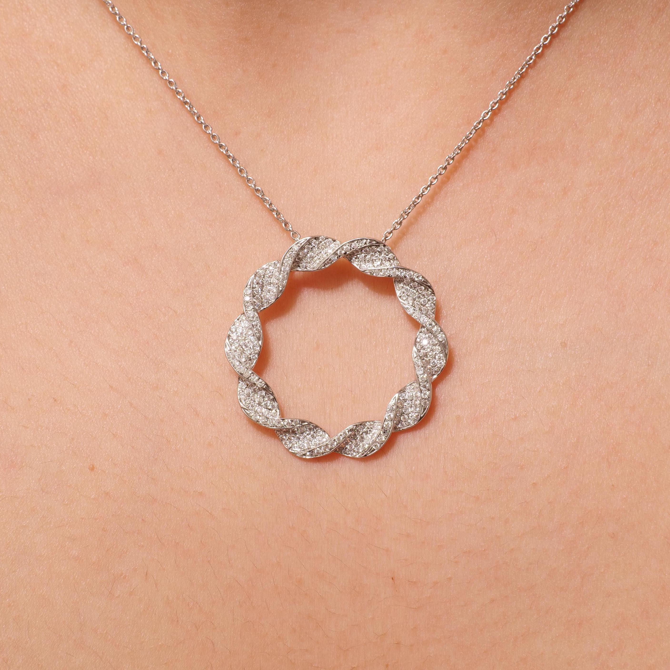 Art déco Pendentif Circle Rope en or massif 14k (certifié) en vente
