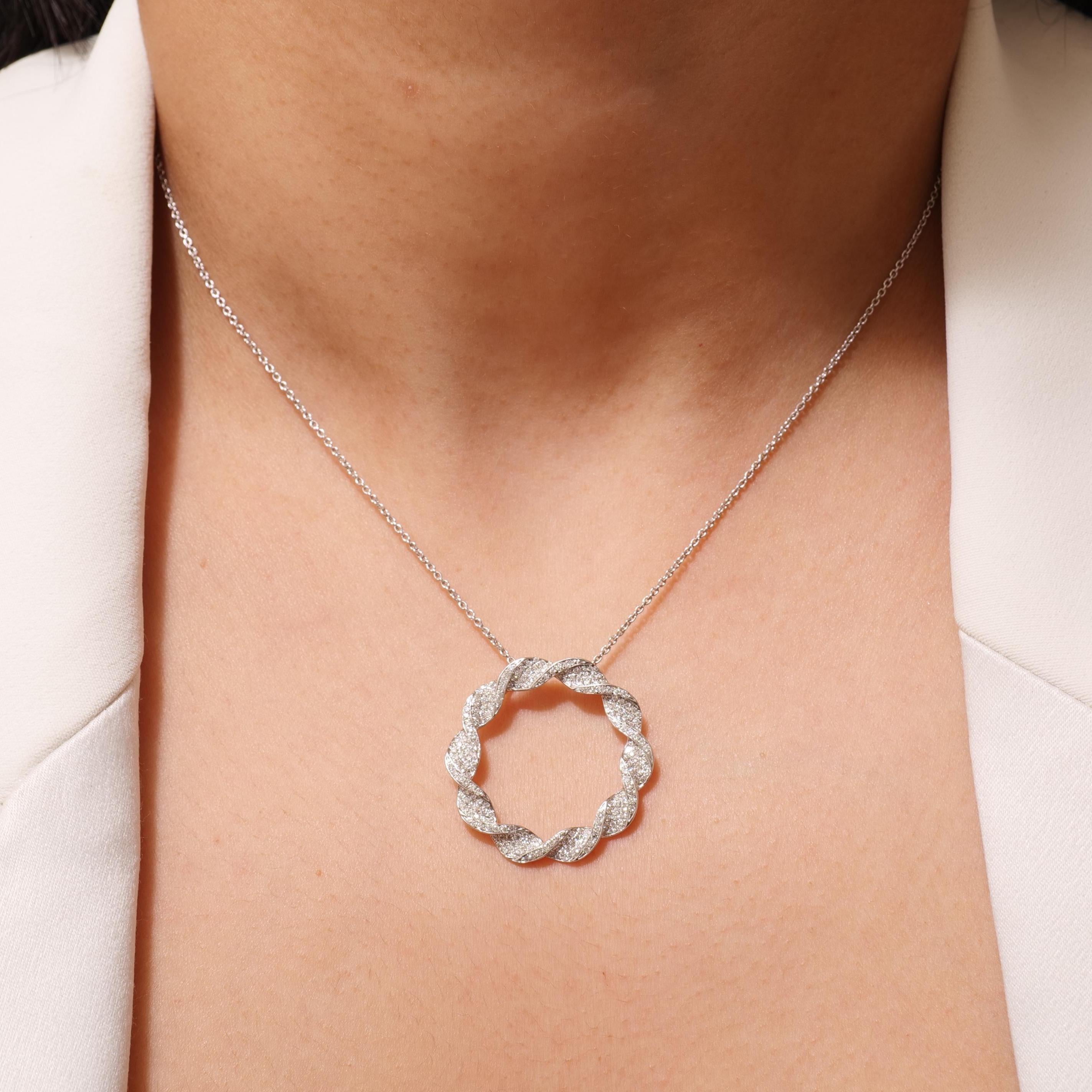 Taille ronde Pendentif Circle Rope en or massif 14k (certifié) en vente