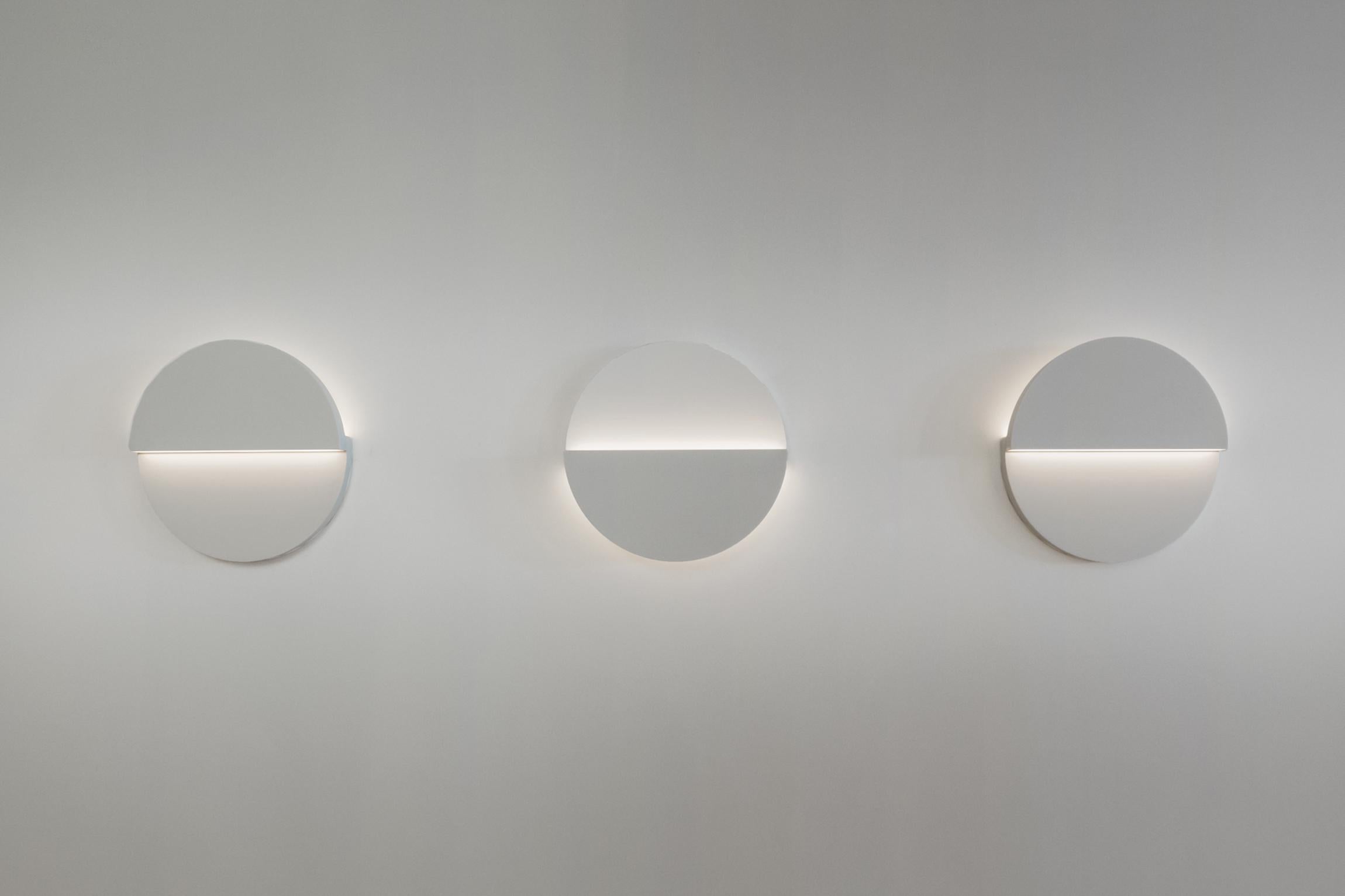 American Circle Sconce in White Corian For Sale