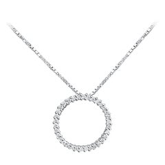 Kreisförmiger natürlicher runder Diamant-Pavé-Anhänger aus 14k massivem Weißgold in Kreisform