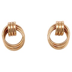 Circle shaped antique stud earrings yellow gold