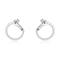 Circle Sparkle 14K (or 18k upon request) Yellow Gold Stud Hoop Earrings