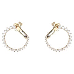 Circle Sparkle 14K (or 18k upon request) Yellow Gold Stud Hoop Earrings