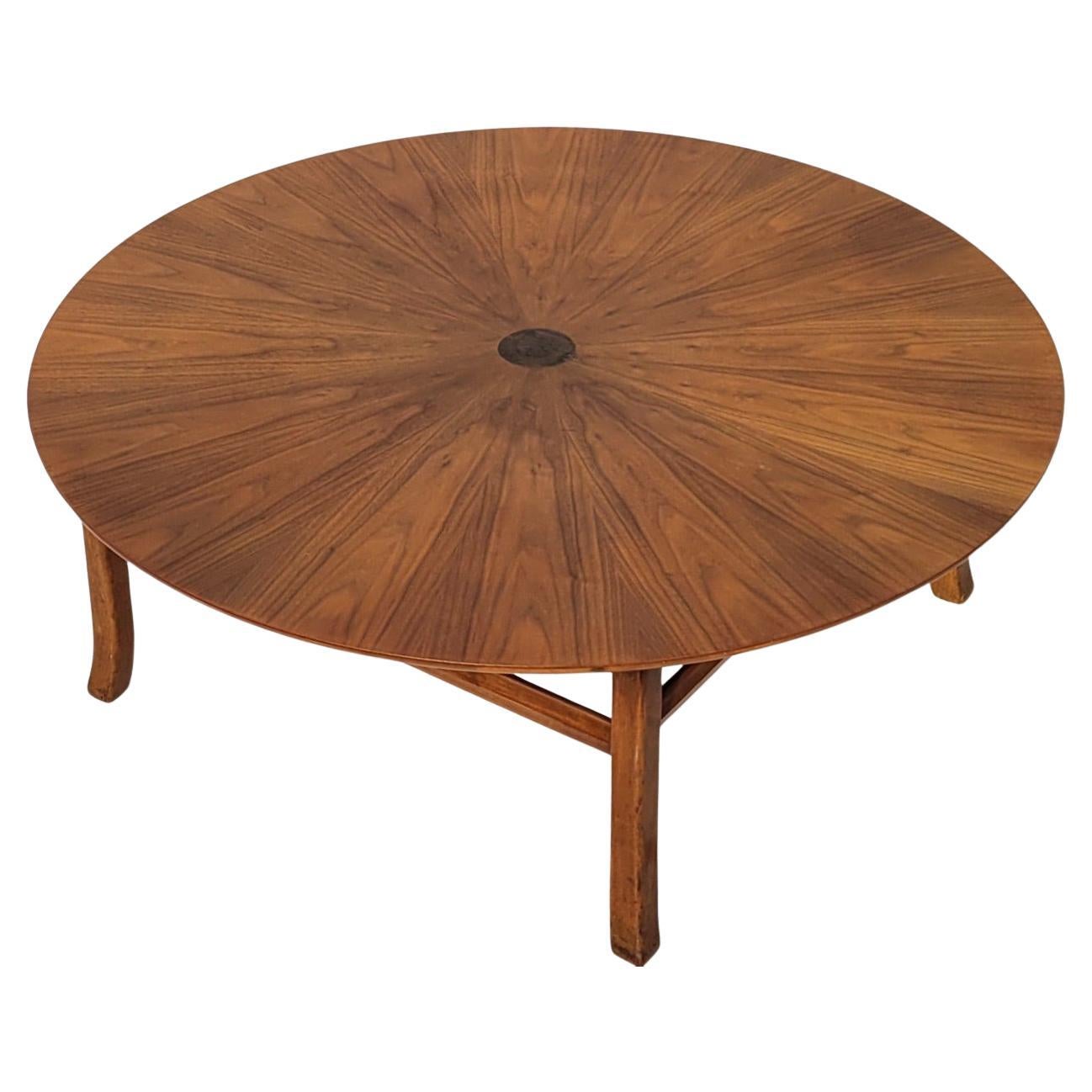 Circle Sunburst Walnut Coffee Table American of Martinsville Mid Century Modern For Sale