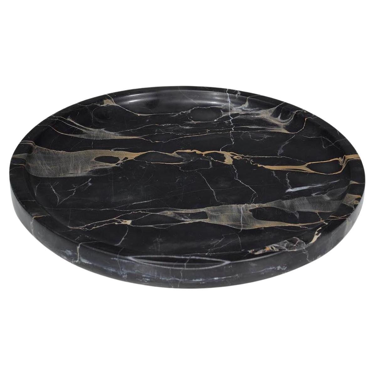Circle Tray - Portoro Marble For Sale