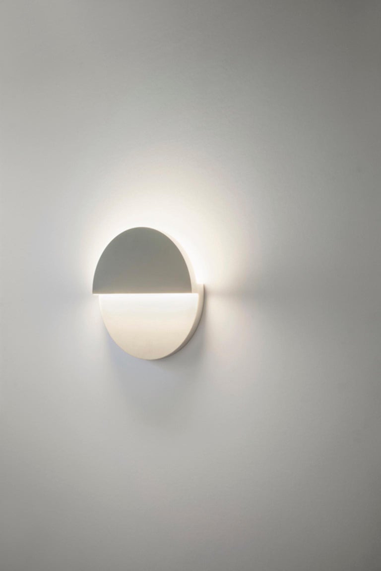 Modern Circle Wall Light and Sculpture in White Corian For Sale