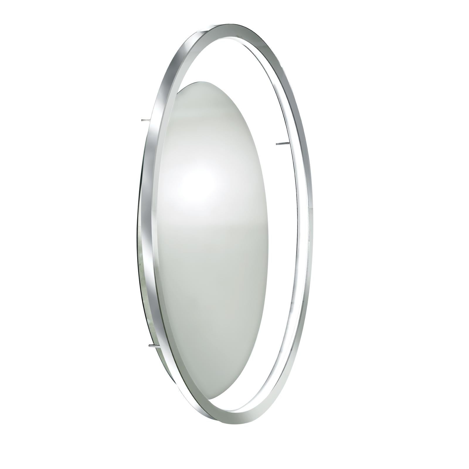 A stunning addition to a powder room as a wall mirror or a bedroom on top of a vanity desk to apply makeup, this piece will add a sophisticated and modern flair to any interior. The round surface of the piece is surrounded with a metal frame with a