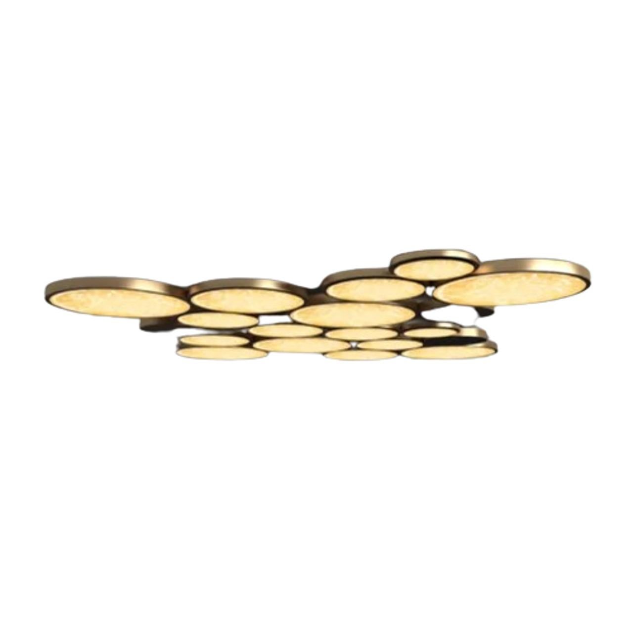 Aplique de pared circular Vidrio y latón - Iluminación ambiental elegante Estadounidense en venta
