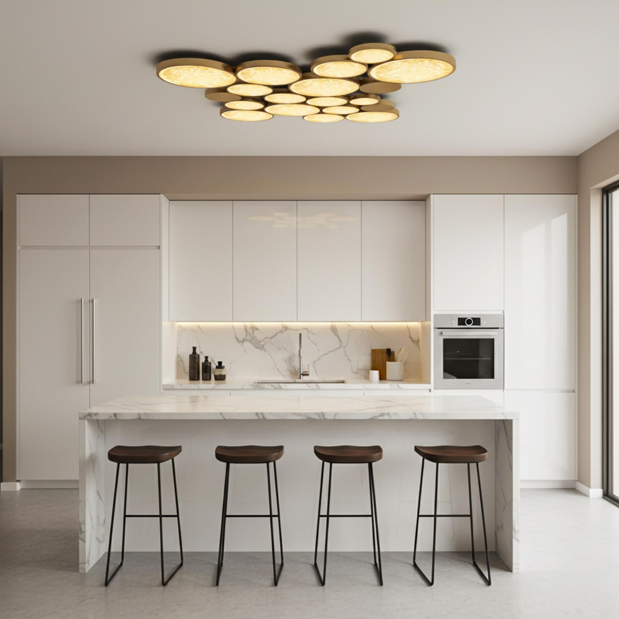 Aplique de pared circular Vidrio y latón - Iluminación ambiental elegante Latón en venta