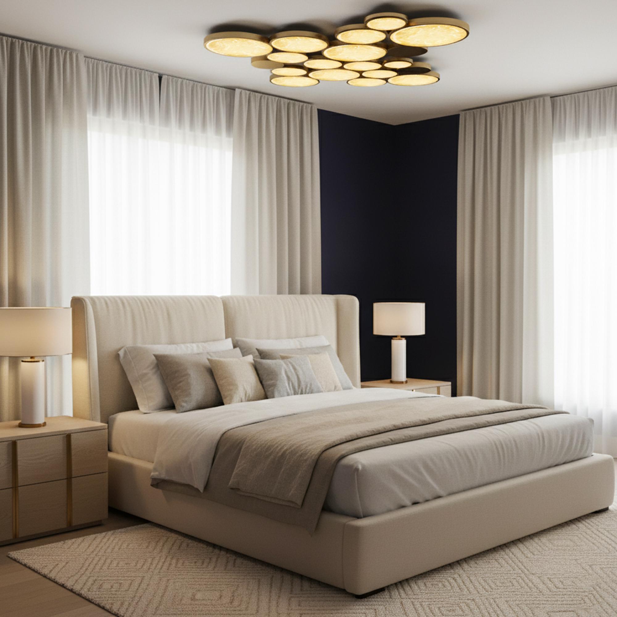 Aplique de pared circular Vidrio y latón - Iluminación ambiental elegante en venta 1