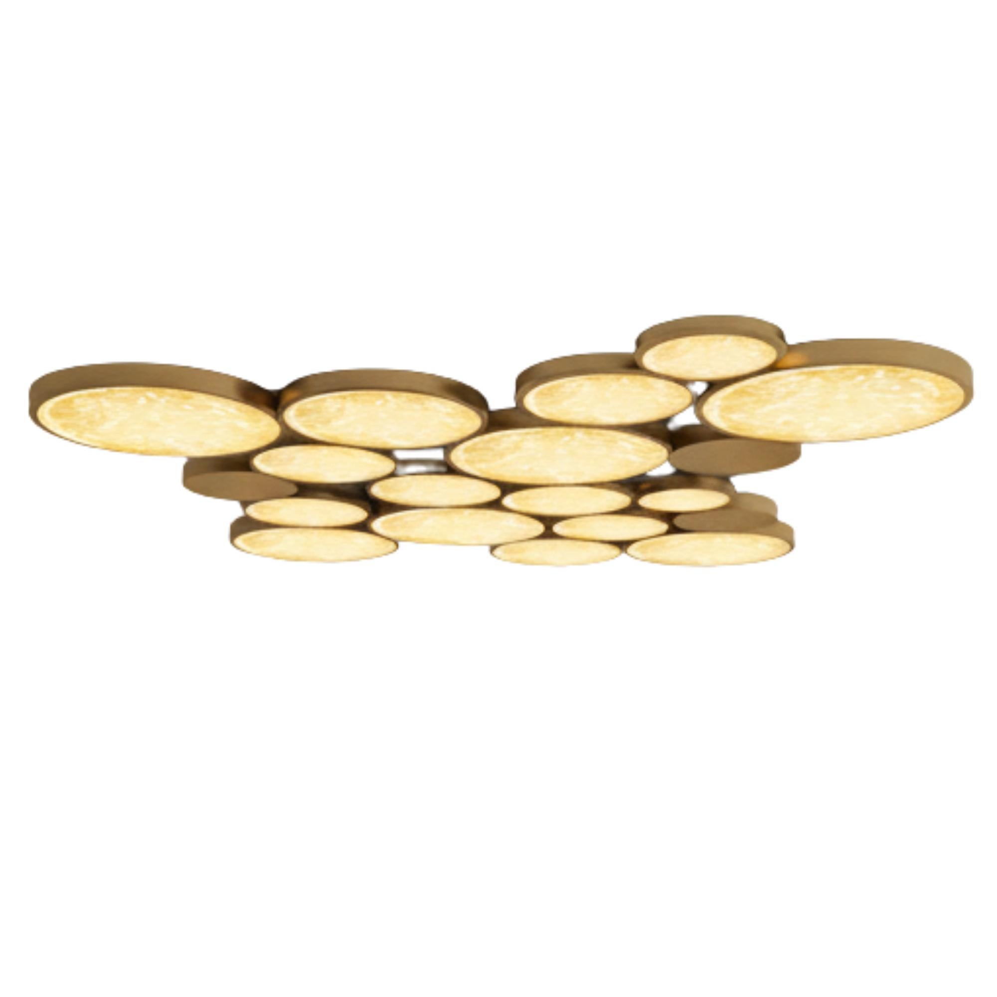 Aplique de pared circular Vidrio y latón - Iluminación ambiental elegante en venta 2