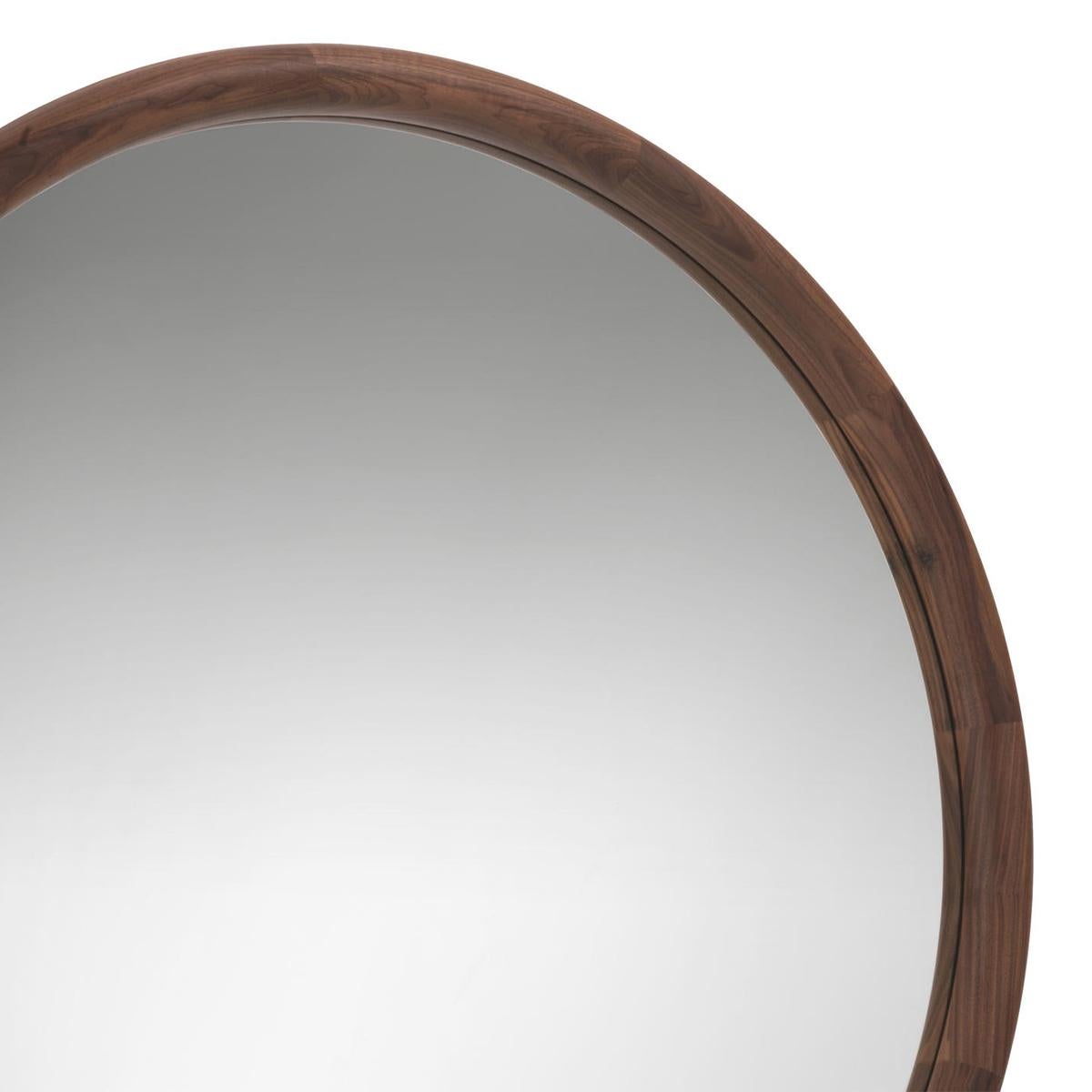 Italian Circle Walnut Mirror For Sale
