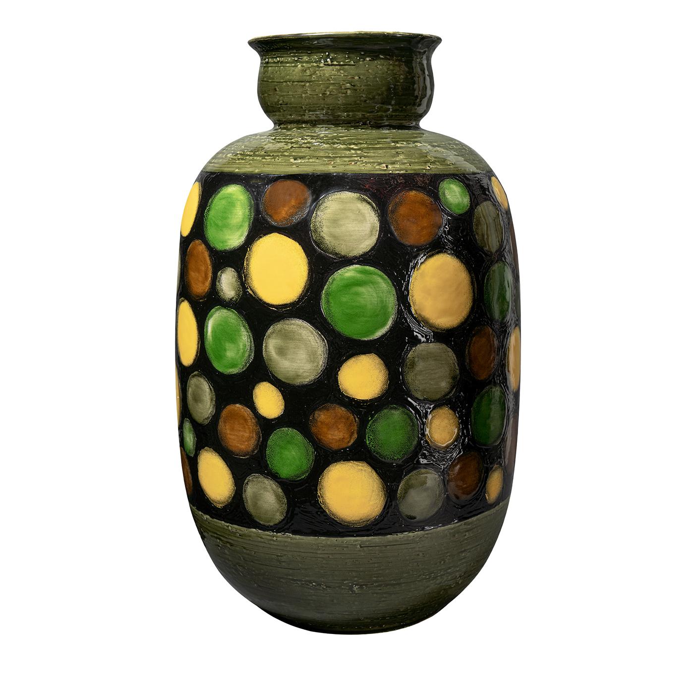 Italian Circles Decorative Vase by Aldo Londi For Sale