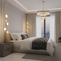 Circles Floor Lamp – Luxurious Circles Matte Black Brass and Glass Modern Floor