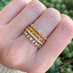 Circles in Ovals Diamond Stackable Band, Beaded Oval Open Frame, 14K Yellow Gold