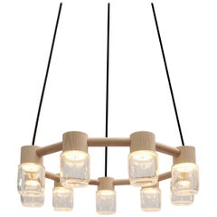 Circlet Chandelier Clear Blown Glass Wood Led Lighting Contemporary