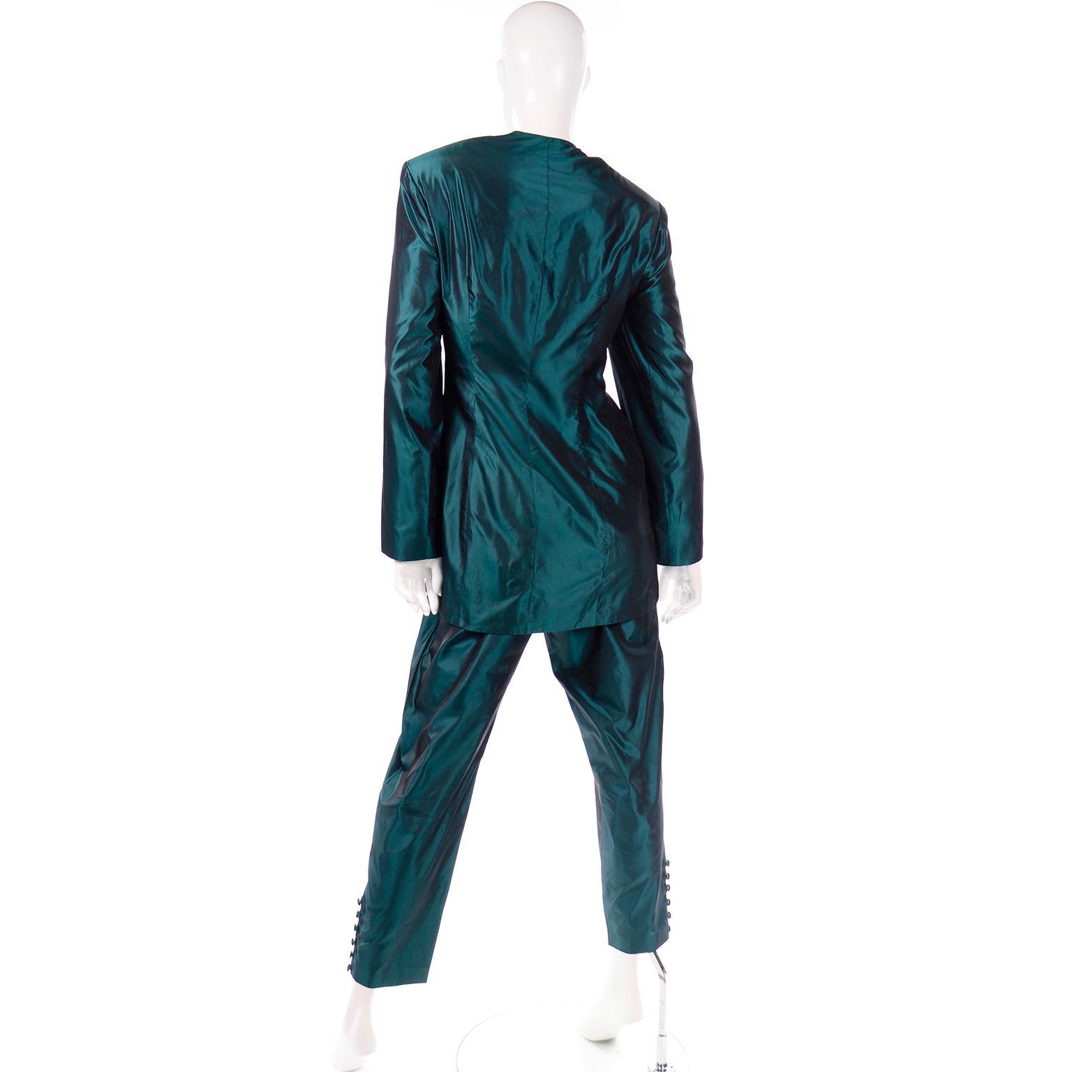 Women's Circolare Maurizio Galante Designed Green Silk Dress Alternative Pantsuit 