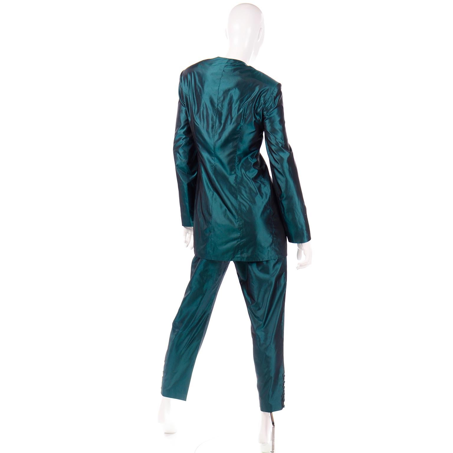 Circolare Maurizio Galante Designed Green Silk Dress Alternative Pantsuit  1