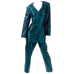 Circolare Maurizio Galante Designed Green Silk Dress Alternative Pantsuit 