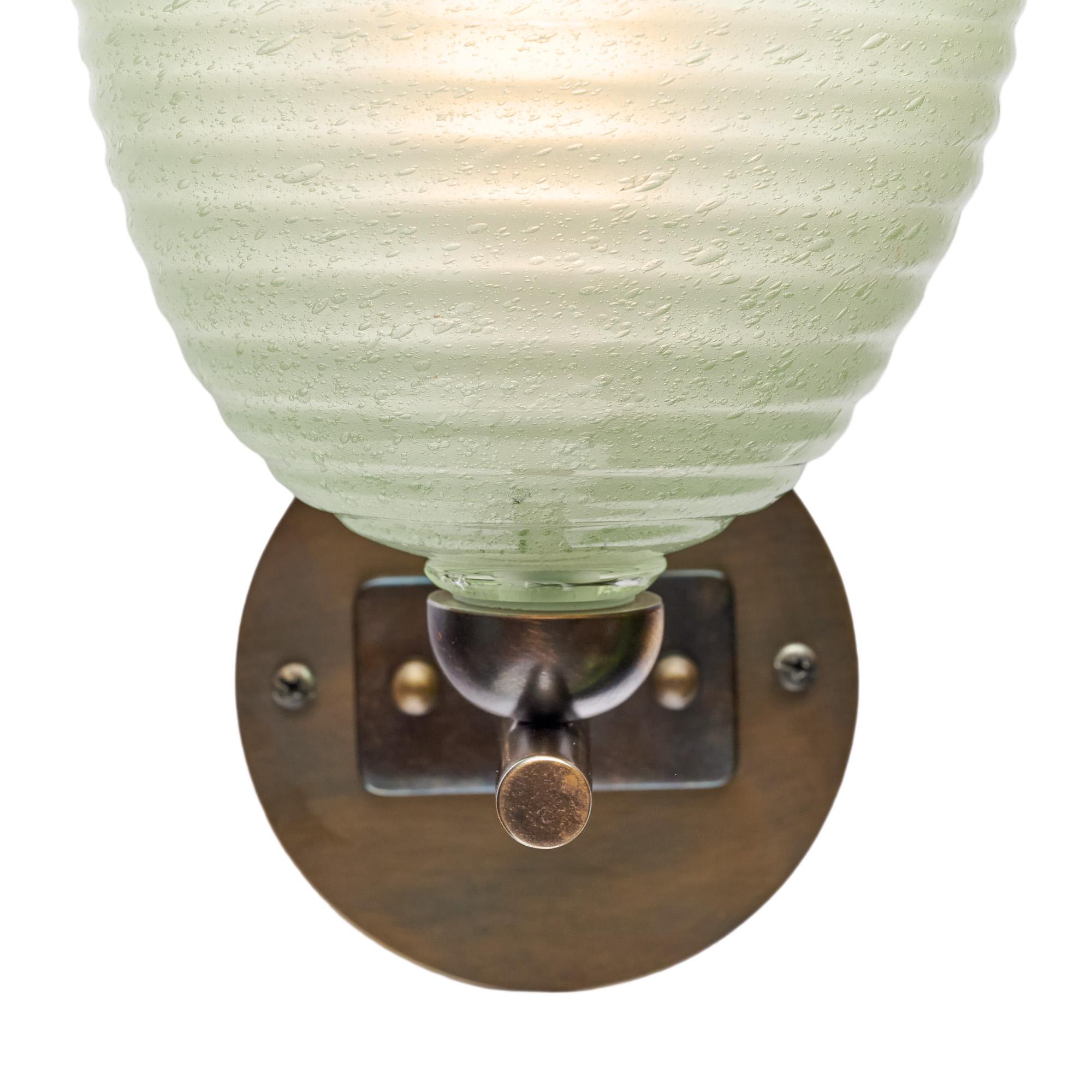 Italian “Circoli” Murano Glass Green Sconces For Sale