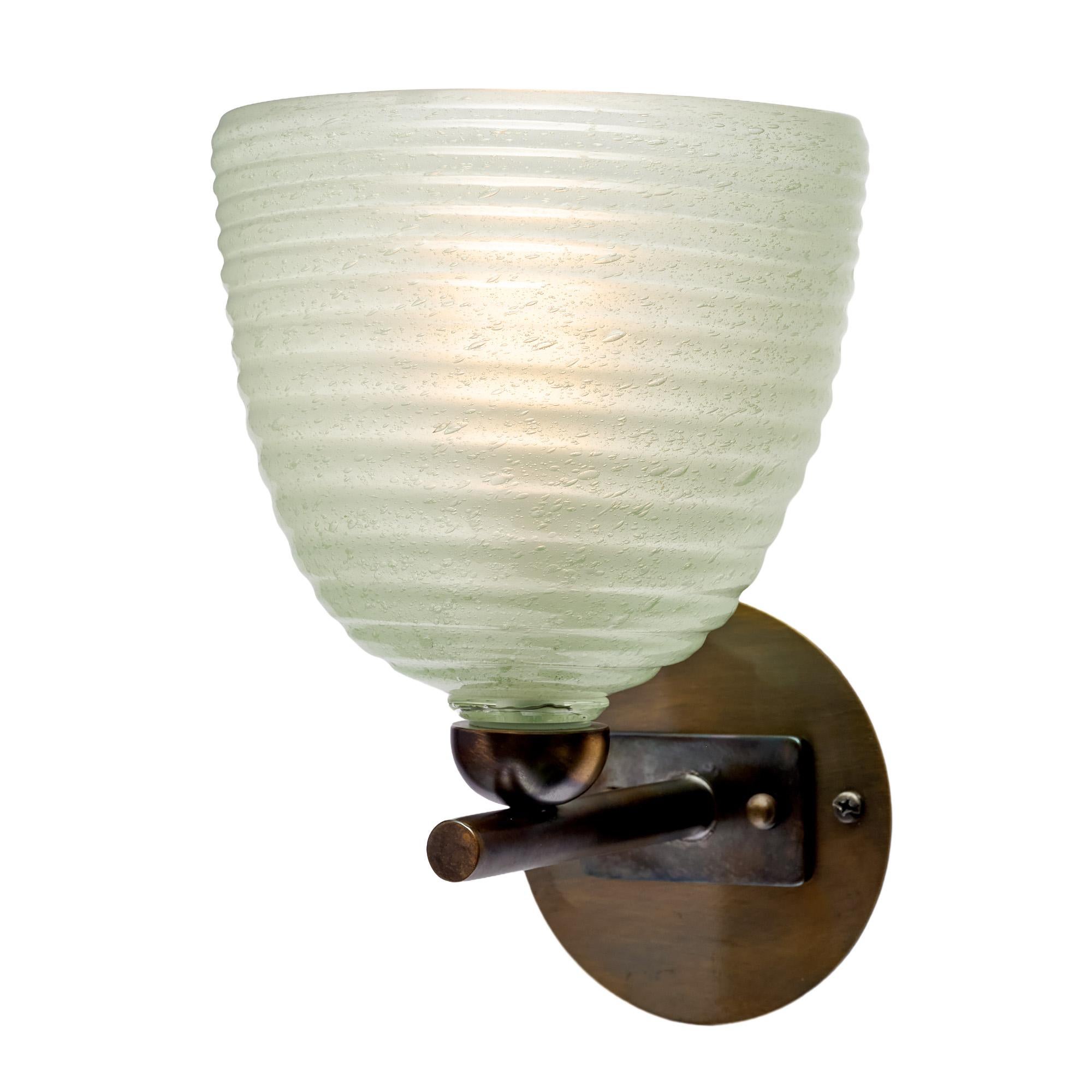 “Circoli” Murano Glass Green Sconces In New Condition For Sale In Austin, TX