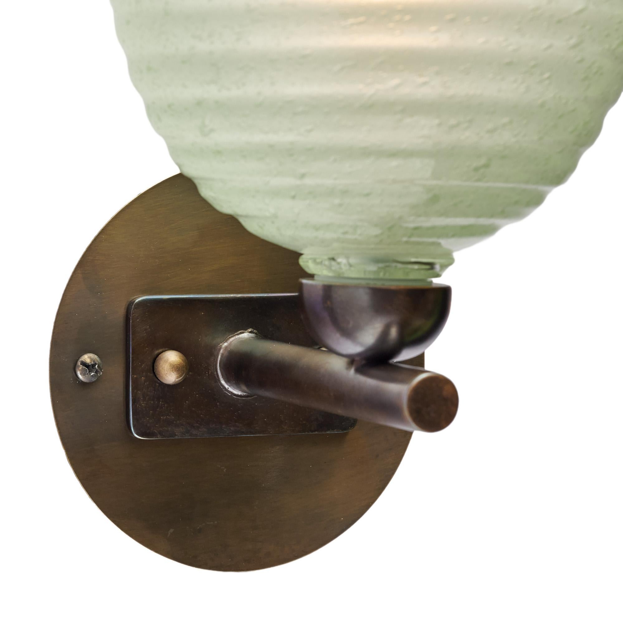 Bronze “Circoli” Murano Glass Green Sconces For Sale