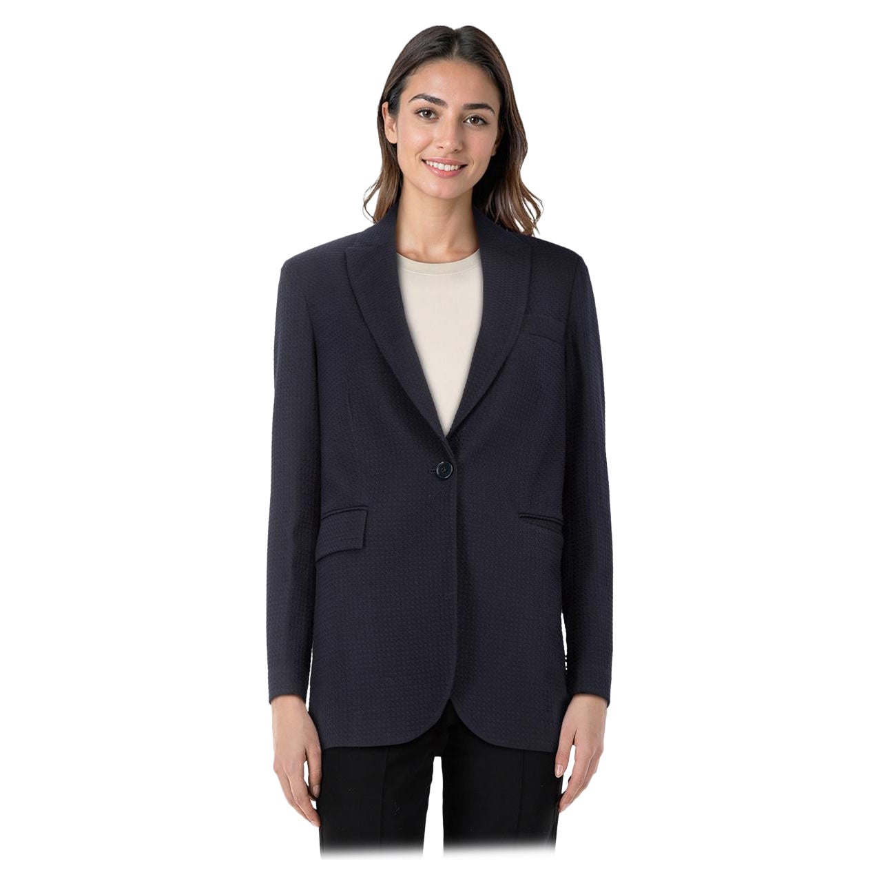 Circolo 1901 Navy Wool Knit Buttoned Blazer Size L