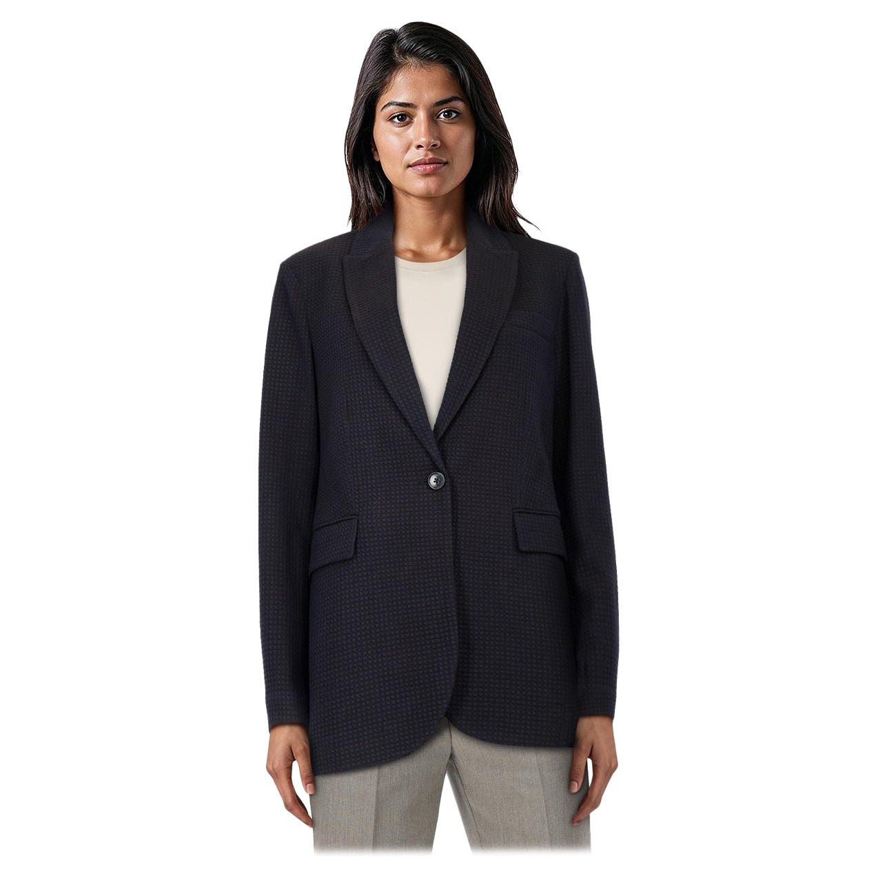 Circolo 1901 Navy Wool Knitted Buttoned Blazer Size L