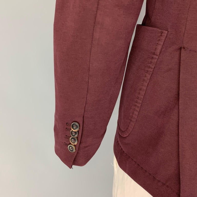 CIRCOLO Size 42 Eggplant Cotton Notch Lapel Sport Coat For Sale at 1stDibs