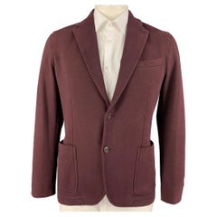 CIRCOLO Size 42 Eggplant Cotton Notch Lapel Sport Coat
