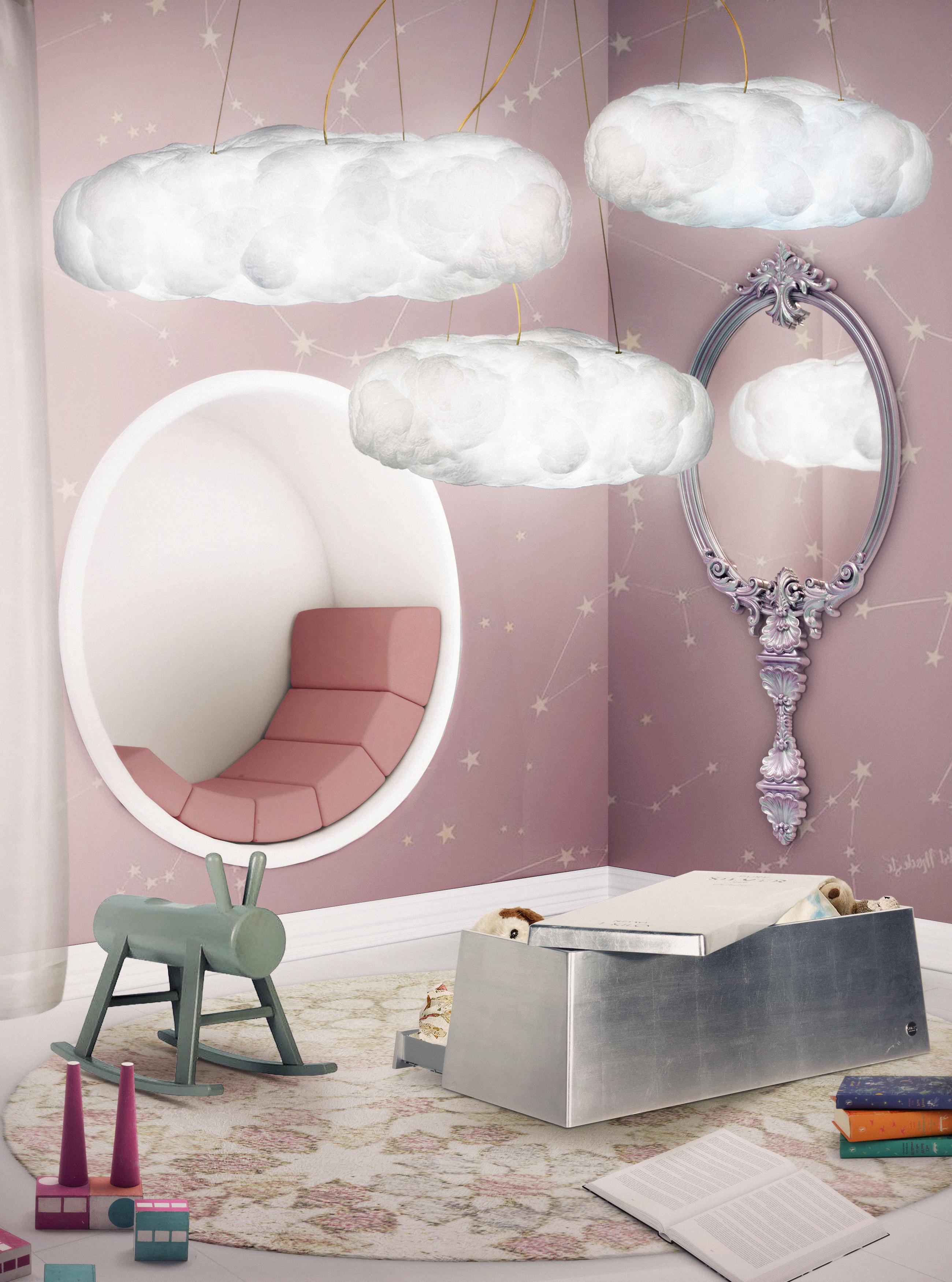 Cloud Kids Suspension Lamp Big in White Cotton by Circu Magical Furniture In New Condition For Sale In New York, NY