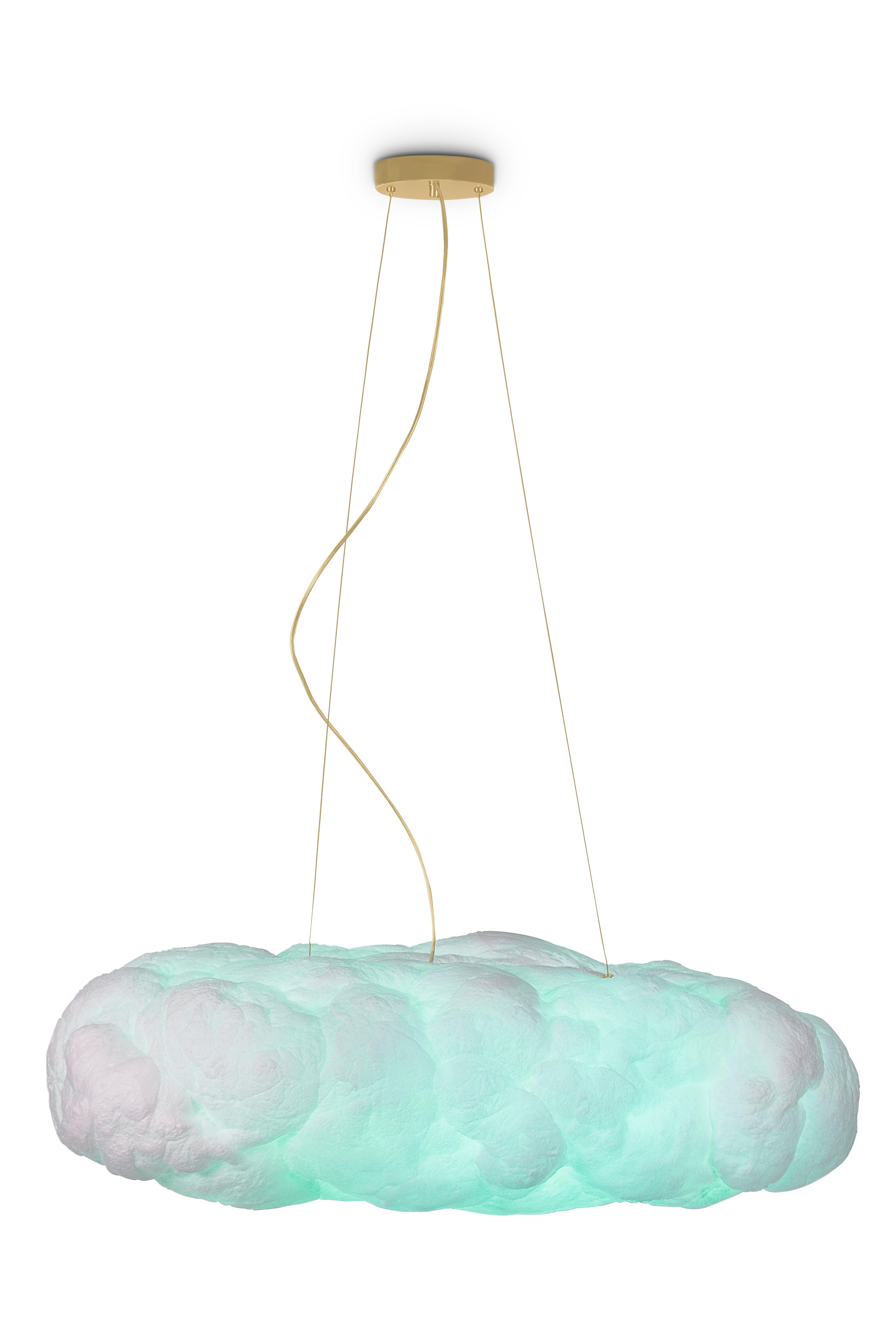 Cloud Kids Suspension Lamp Big in White Cotton by Circu Magical Furniture

This cloud-shaped lamp has a cotton-like texture that replicates the fictional feeling of a fluffy cloud. Inspired by the Pixar short film “Partly Cloudy”, the design relates