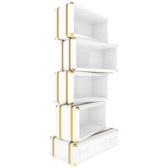 Fantasy Air Bookcase in Wood with Glossy White Lacquer Finish
