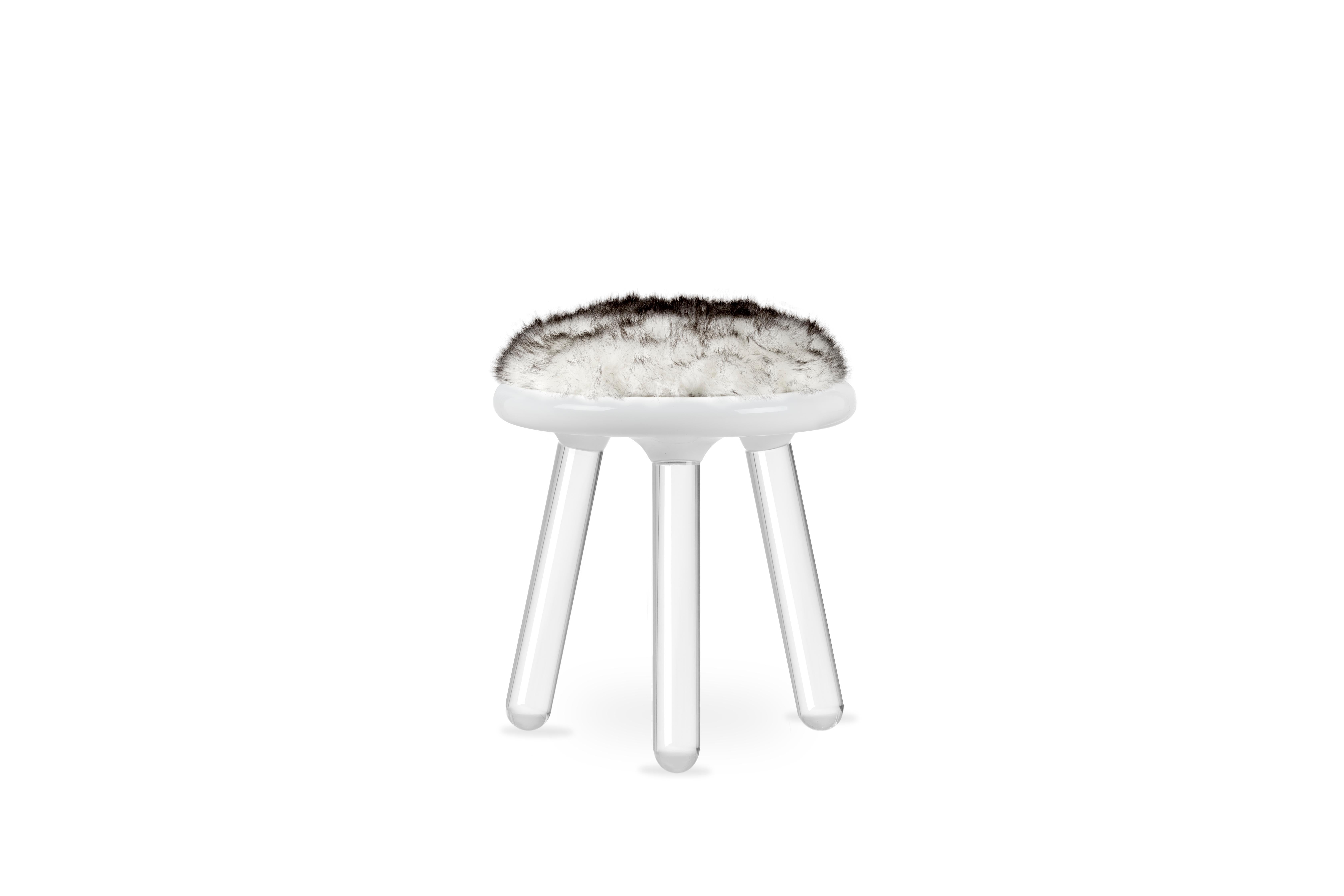 Modern Illusion White Bear Kids Stool in Clear Acrylic by Circu Magical Furniture For Sale