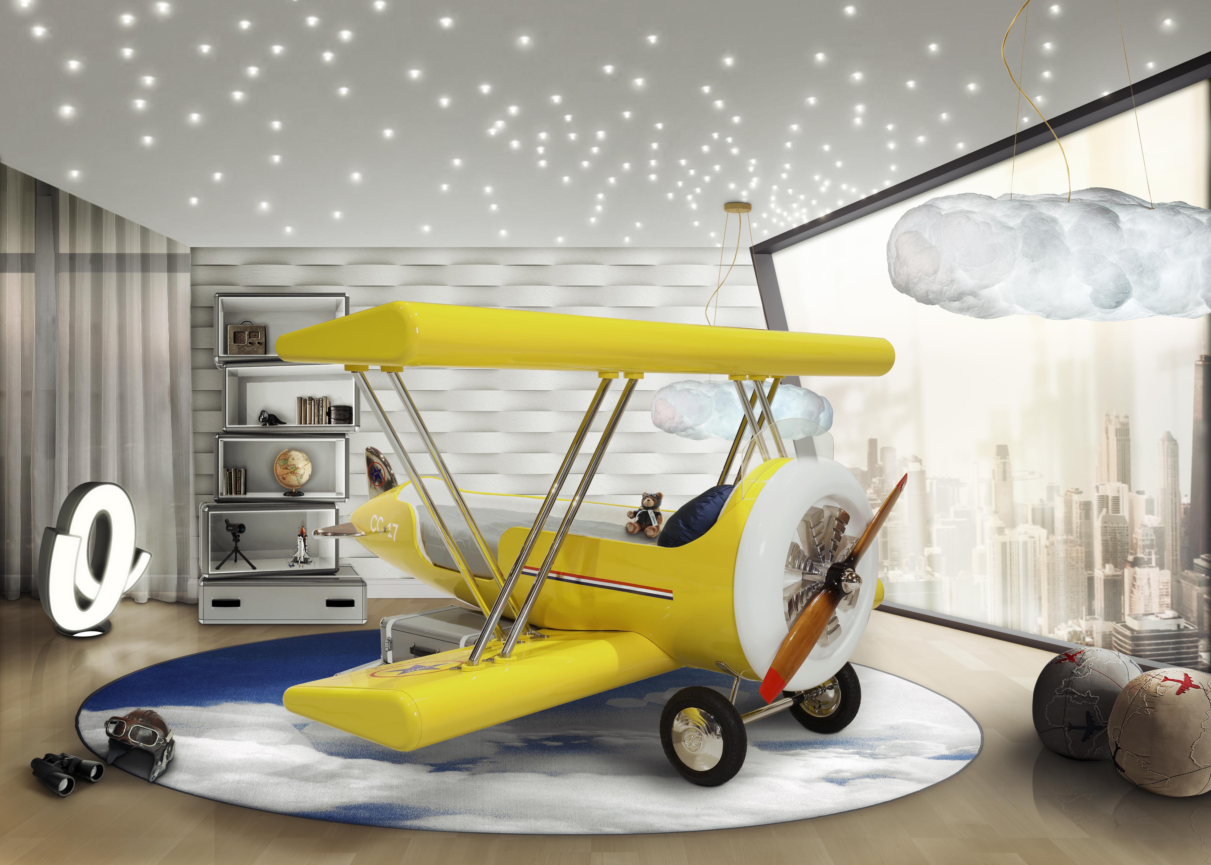 Contemporary Sky B Plane Kids Bed in shape of an airplane by Circu Magical Furniture For Sale