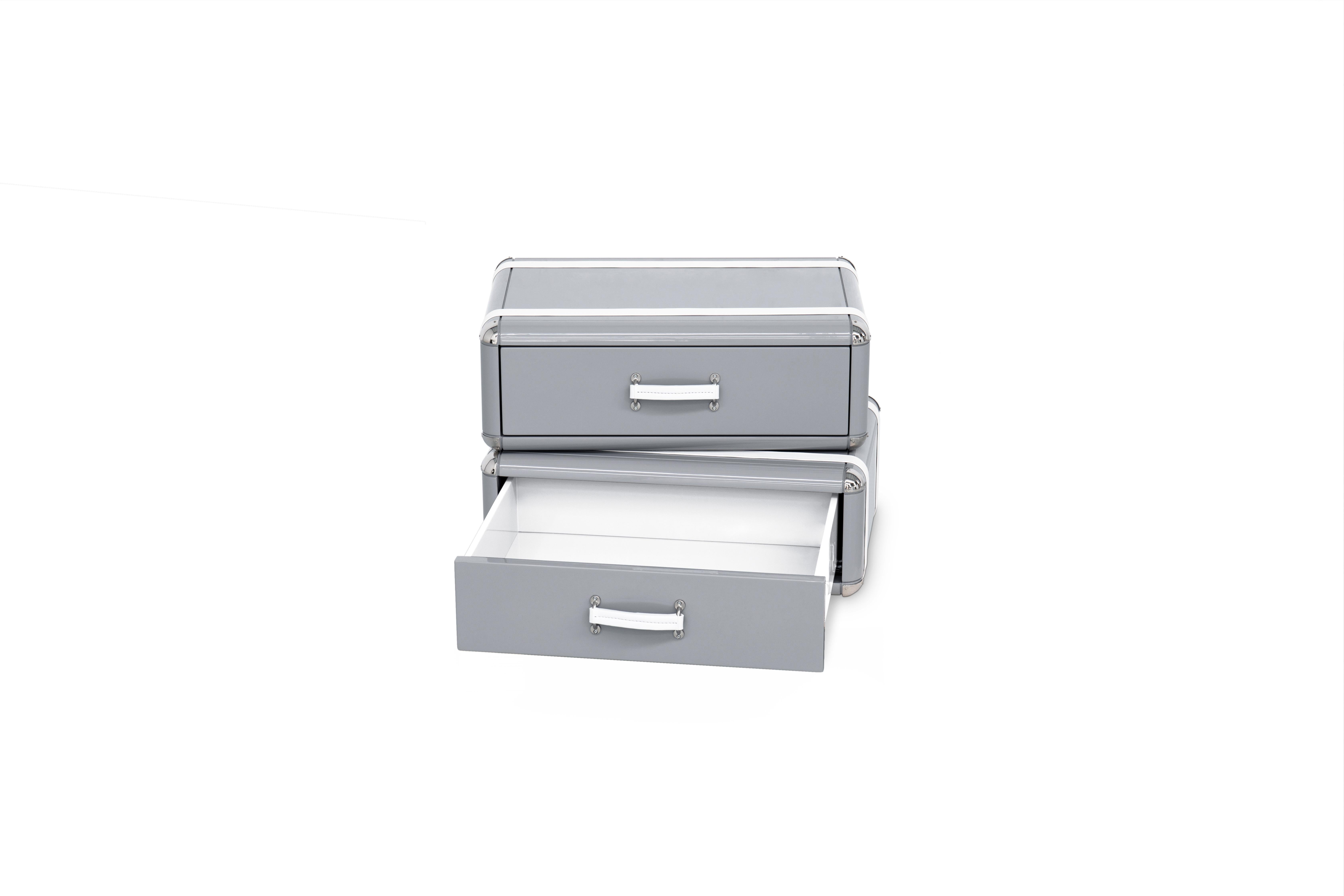 Sky Nightstand In Wood With Glossy Gray Lacquer Finish For Sale At 1stdibs