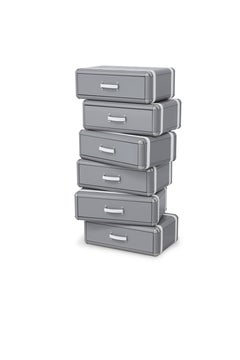 Sky Six-Drawers Kids Chest with Gray Lacquered Finish by Circu Magical Furniture