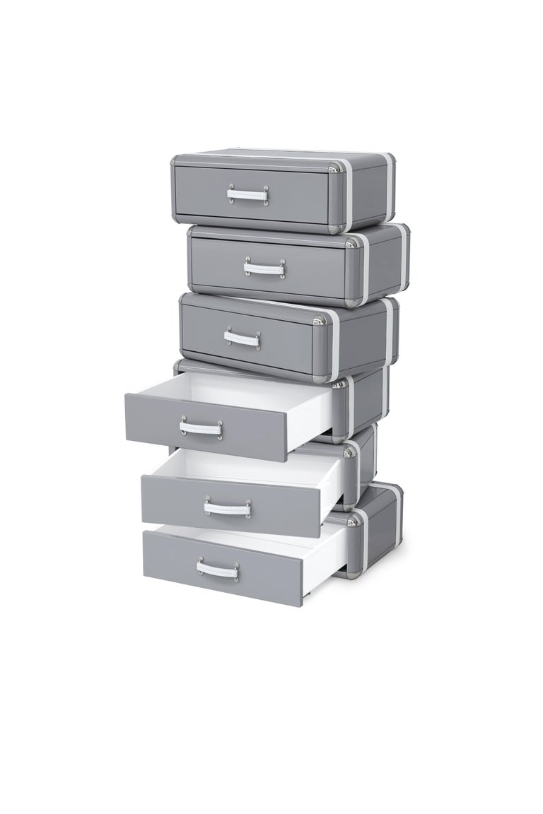 Babyhug 6 Compartment Chest of Drawers with Wheels - Purple White