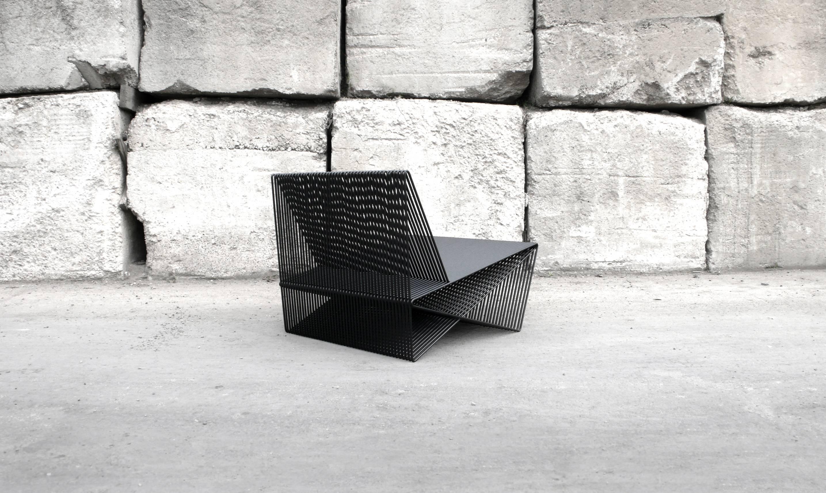 American Circuit, Powder-Coated Steel Minimal Geometric Sculptural Lounge Chair For Sale
