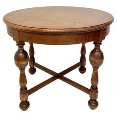Table circulaire en bouleau teinté suédois des années 1930 par Otto Schulz pour Boet