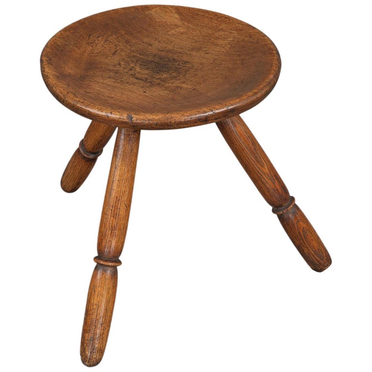 Circular 19th Century Small Milking Stool For Sale at 1stDibs