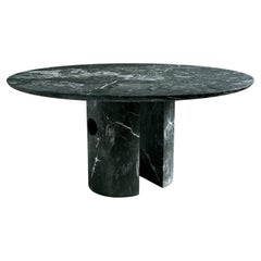 Circular 52-Inch Black Marble Meta Dining Table by Phillip Jividen
