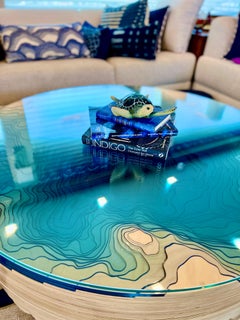 Modern Round Coffee Table in Birchwood & Glass