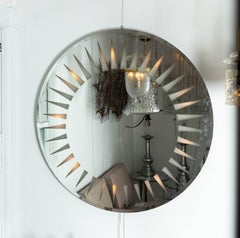 Circular Backlit Mirror with Sunburst Motif