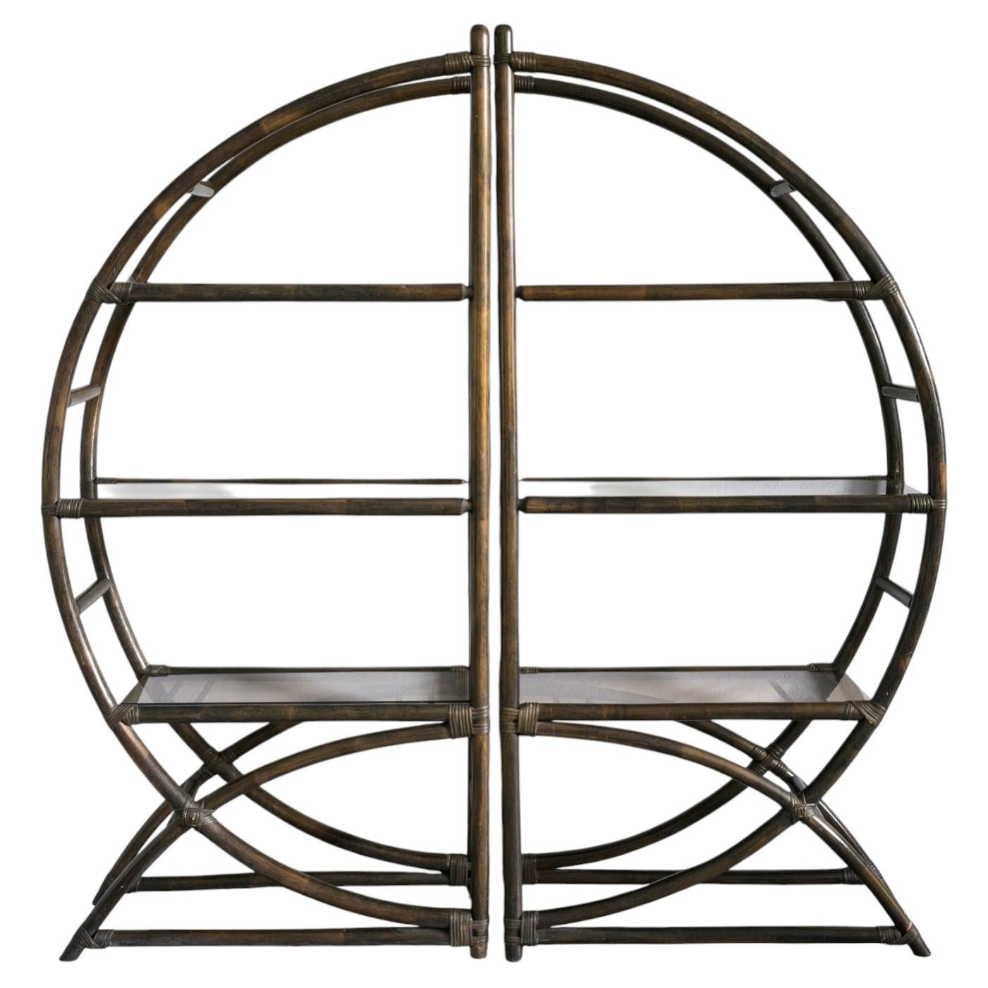 Circular bamboo bookcase For Sale