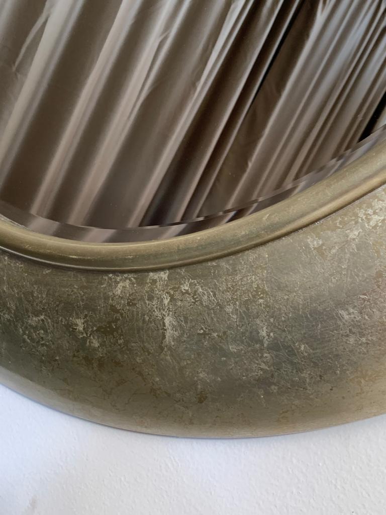 Late 20th Century Circular Beveled Mirror with Frame, 1990s For Sale
