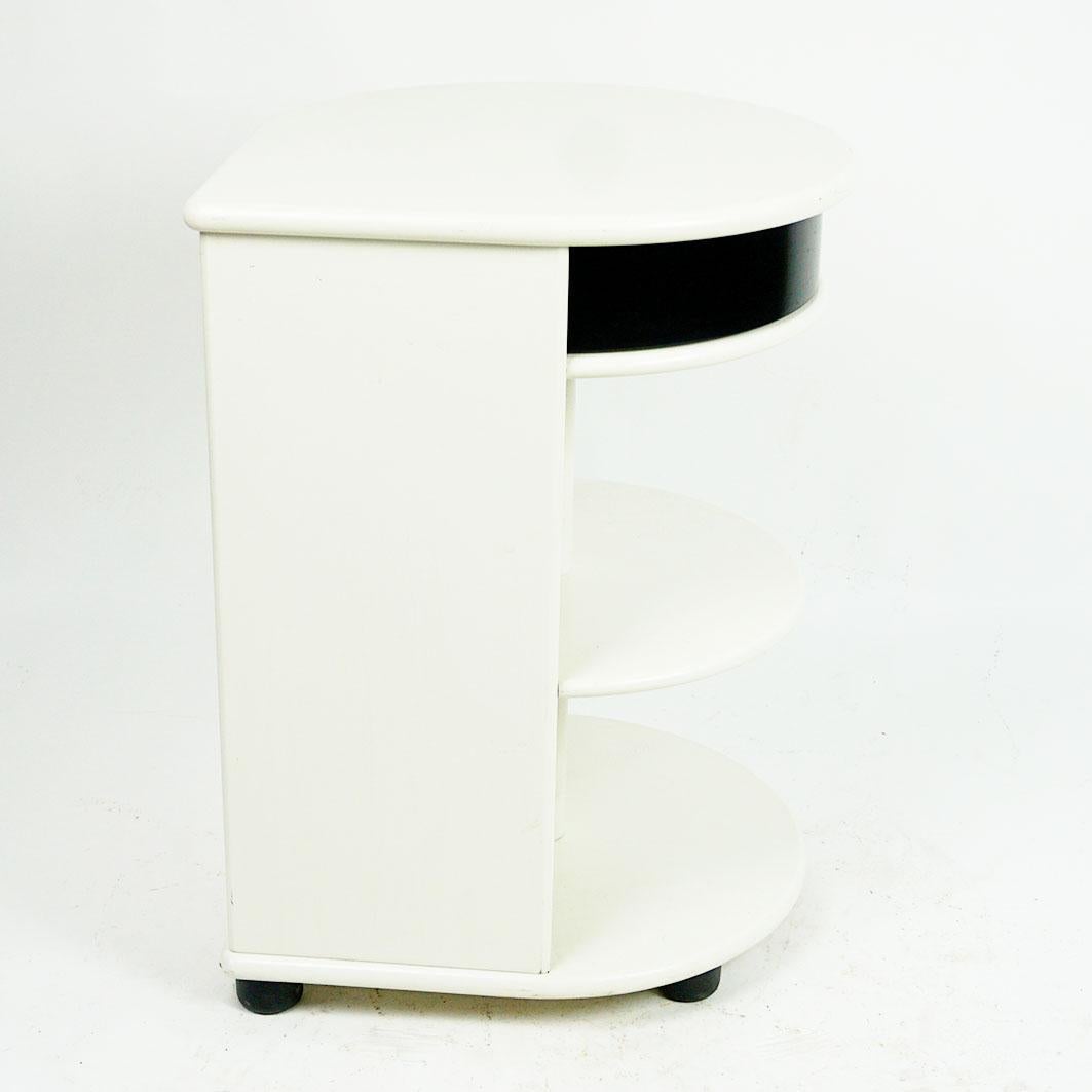 Late 20th Century Circular Black and White Italian Postmodern Side Table or Nightstand For Sale