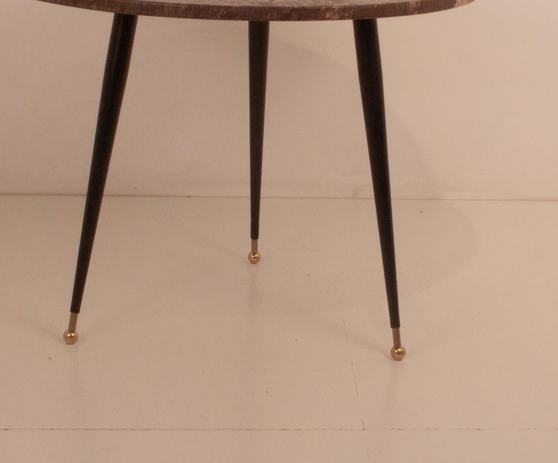 Mid-Century Modern Circular Black Marble Coffee Table, Spain, 1990s