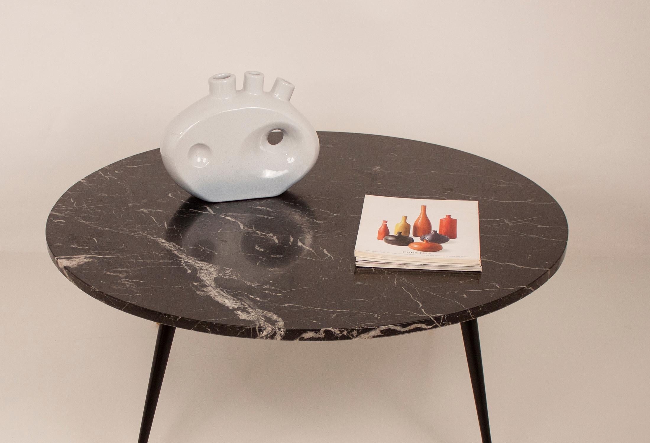 Spanish Circular Black Marble Coffee Table, Spain, 1990s For Sale