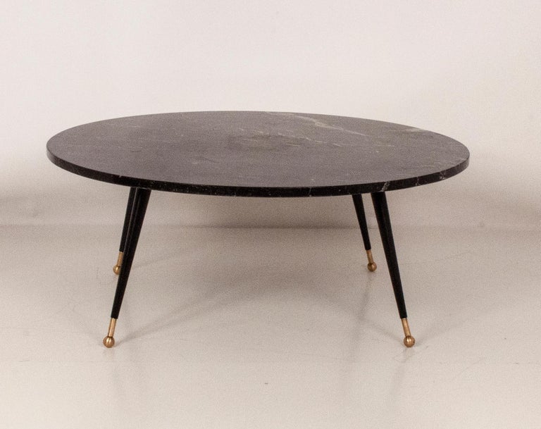 Circular Black Marble Coffee Table, Spain, 1990s In Good Condition For Sale In Barcelona, Cataluna
